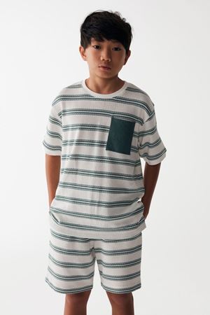 NK KIDS 46305-ÇİZGİLİ EKRU-YEŞİL 8/14