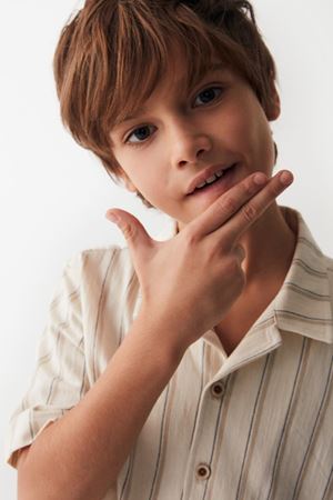 NK KIDS 46332-BORDER GÖMLEK 8/14 KREM 