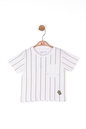 NK KIDS 46607-ESCAPE T-SHIRT 1/4 EKRU/YEŞİL