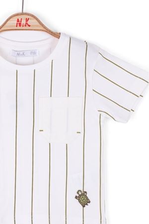 NK KIDS 46607-ESCAPE T-SHIRT 1/4 EKRU/YEŞİL