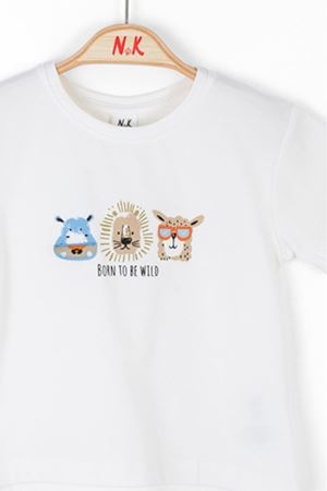 NK KIDS 46613-LION T-SHIRT 1/4 EKRU