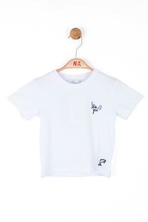 NK KIDS 46619-DOLPHIN T-SHIRT 1/4 BEYAZ 