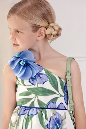 MAYORAL 5053-9 MAVİ ABEL&LULA KETEN ELBİSE 