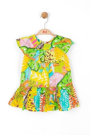NK KIDS 76601-KARAYİP ELBİSE 1/4 YEŞİL 