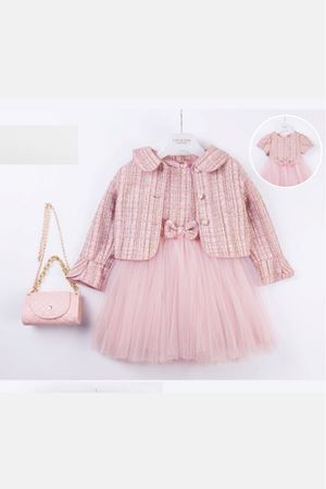 KİDS GARDEN 5608-DERİ ÇANTALI ELBİSE 