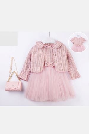 KİDS GARDEN 5609-CEKETLİ DERİ ÇANTALI ELBİSE