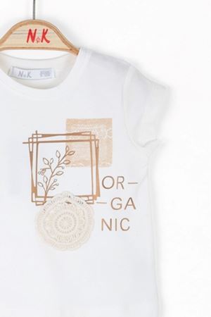 NK KIDS 36608 ORGANIC T-SHIRT 1/4 Ekru-Kahve