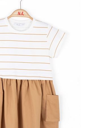 NK KIDS 76504 BONİBON ELBİSE 4/8 Ekru-Camel