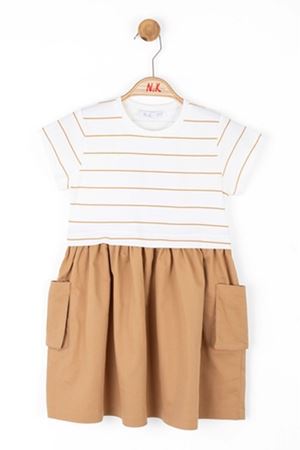 NK KIDS 76504 BONİBON ELBİSE 4/8 Ekru-Camel