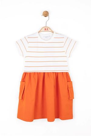 NK KIDS 76504 BONİBON ELBİSE 4/8 Ekru-Oranj