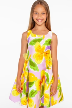 Sheshe DSL0290 - Sarı Çiçekli Elbise