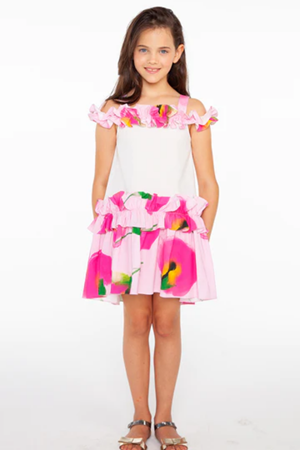 Sheshe DSL0312-Çiçekli Pamuk Elbise