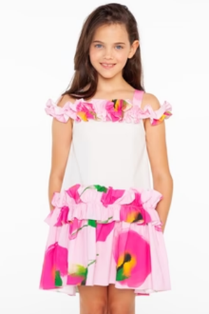 Sheshe DSL0312-Çiçekli Pamuk Elbise