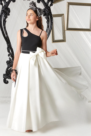 ERKUT KIDS 728-SİYAH BEYAZ ELBİSE 