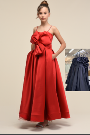 KIDS GARDEN 5584 ÇOCUK ELBİSE ÖNÜ BÜYÜK KURDELELİ 