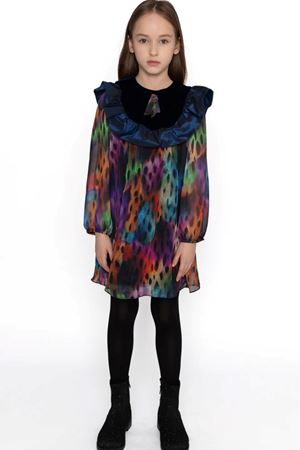 Kids Garden Lacivert Fırfır Şifon Elbise DSL0351