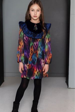 Kids Garden Lacivert Fırfır Şifon Elbise DSL0351