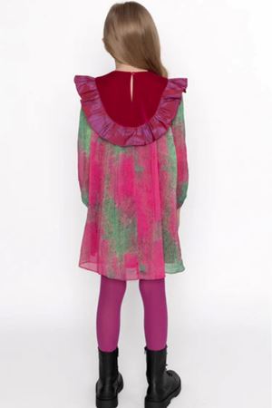 Kids Garden Fuşya Fırfır Şifon Elbise DSL0352