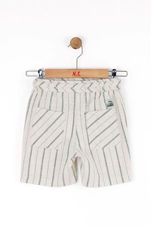 NK Kids 68501 ÇİZGİLİ ŞORT 4/8 KREM/YEŞİL