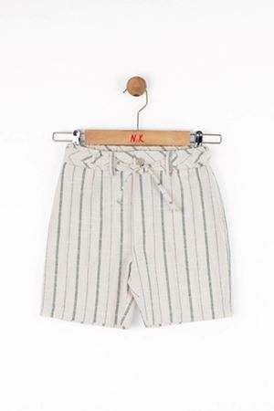 NK Kids 68501 ÇİZGİLİ ŞORT 4/8 KREM/YEŞİL