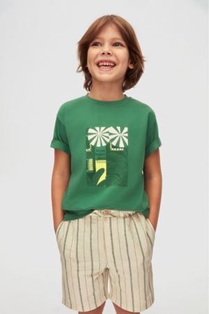 NK Kids 68501 ÇİZGİLİ ŞORT 4/8 KREM/YEŞİL