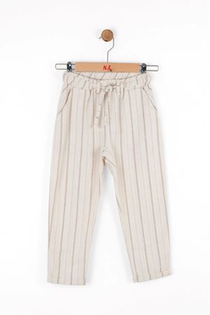 NK Kids 68508 ÇİZGİLİ PANTOLON 4/8 KREM-KAHVE