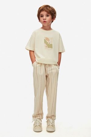 NK Kids 68508 ÇİZGİLİ PANTOLON 4/8 KREM-KAHVE