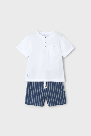 MAYORAL 03603-82 LACİVERT SET ÇİZGİLİ ŞORT  