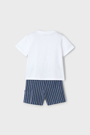 MAYORAL 03603-82 LACİVERT SET ÇİZGİLİ ŞORT  