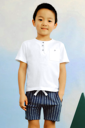 MAYORAL 03603-82 LACİVERT SET ÇİZGİLİ ŞORT  