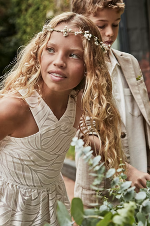 MAYORAL 06976-53 KREM Elbise Devore 