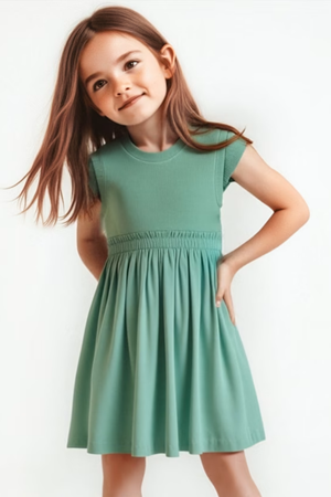 MAYORAL 03927-34 YEŞİL 4/9 ELBİSE 