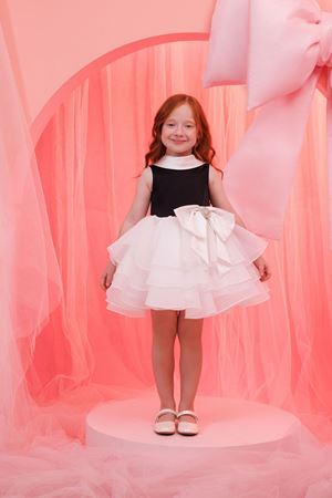 PAMİNA 35180PR 6-24 AY EKRU SİYAH ELBİSE