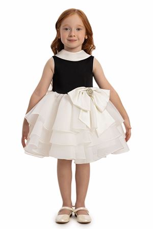 PAMİNA 35180PR 6-24 AY EKRU SİYAH ELBİSE