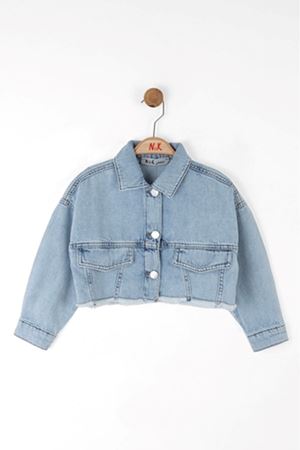 NK 38707 CROP CEKET 4/8 MAVİ