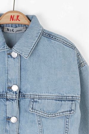 NK 38707 CROP CEKET 4/8 MAVİ