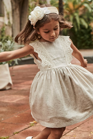 MAYORAL 03910-31 KREM Keten Elbise 