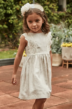 MAYORAL 03910-31 KREM Keten Elbise 