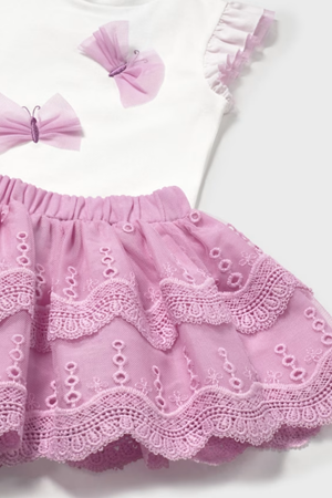 MAYORAL NAKIŞLI TÜL ETEK SET 01929-60 PEMBE 