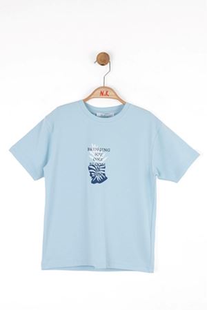 NK KIDS 48504 FLORAL T-SHIRT 4/8 MAVİ