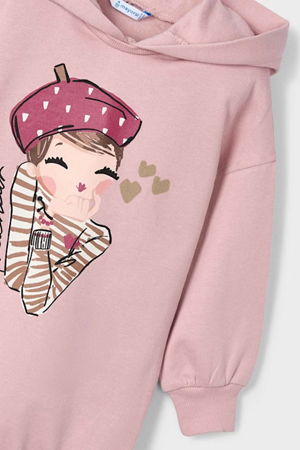 MAYORAL 04928-61 PEMBE ELBISE-KAPISONLU-POLAR  