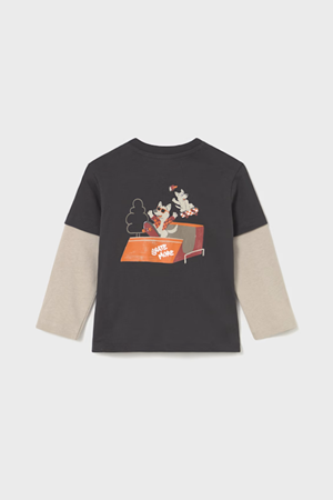 MAYORAL 02062-94-SİYAH TISORT-DUBLE KOL  