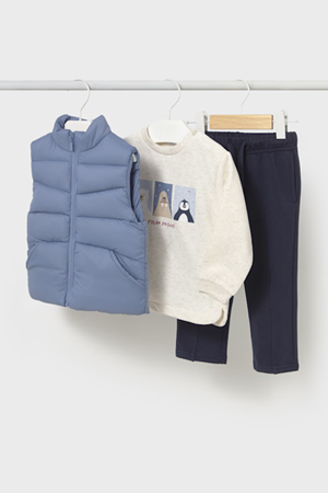 MAYORAL 02649-19 BEYAZ-MAVI PANTOLON YELEK SET 