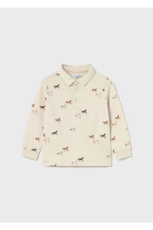 MAYORAL 02102-75 KREM  Polo-Uzun Kol Baskılı  