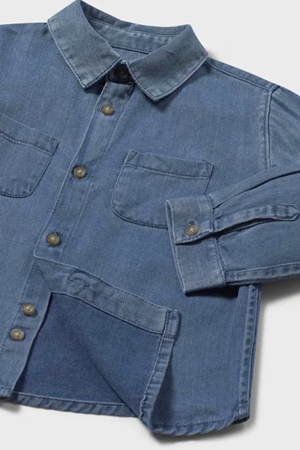 MAYORAL 02108-5 MAVI GOMLEK-UZUN KOL-DENIM  