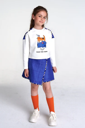 SHESHE Mavi Kapitone Etek Bluz Takım