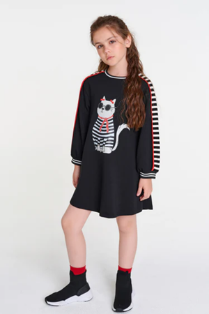 SHESHE DSL0460 Kedi Desenli Elbise