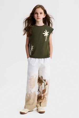 NK Kids 31395 PALMİYE NAKIŞLI T-SHİRT 8/14 Haki