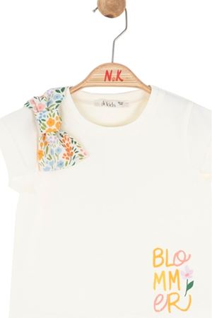 NK Kids 31622 BLOMMER T-SHIRT 1/4 Krem