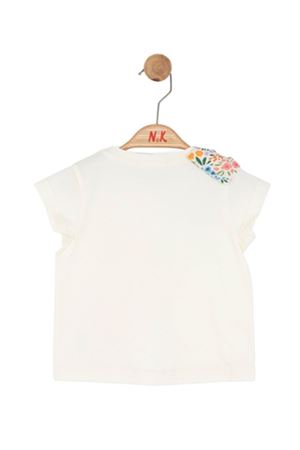 NK Kids 31622 BLOMMER T-SHIRT 1/4 Krem